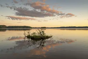 Cloudy Sky Over Lake Prints: Clouds reflected on the water surface