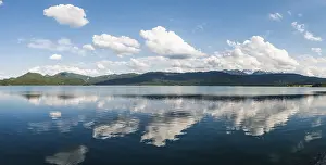Cloudy Day In Bavaria Prints: Clouds, reflections in water, Walchensee