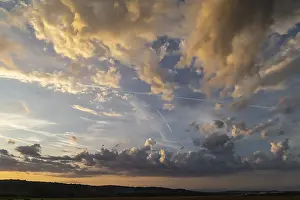 Cloudy Atmospheric Mood Prints: Clouds in the sky, dramatic cloud atmosphere shortly in front of sunrise