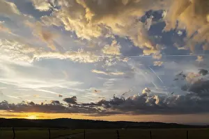 Central Europe Cloudy Skies Prints: Clouds in the sky, dramatic cloud atmosphere shortly in front of sunrise