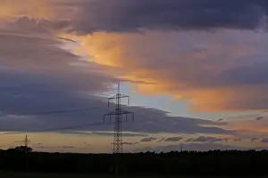 Central Europe Sunset Mood Prints: Clouds, sunset, high-voltage pole