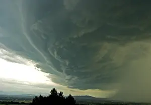 Dark Cloud Atmosphere Prints: Clouds of a thunderstorm over Peissenberg hill