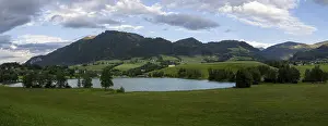 Cloudy Mountainous Landscape Prints: Cloudy mood over the Putterersee