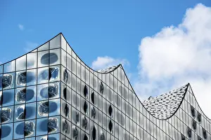Contemporary Concert Hall Design Prints: Cloudy reflection, glass facade