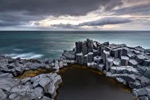 Atmospheric Coastal Photography Prints: Coastal basalt cliffs, basalt columns