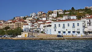 Navarino Bay Greece Prints: A coastal town with typical architectural elements
