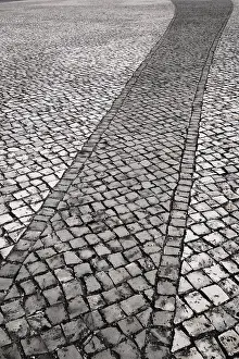 Portugal Prints: Cobblestones at Basilica of the Holy Trinity Print, Portugal