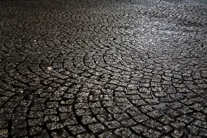 High Angle View Prints: Cobblestones in the rain