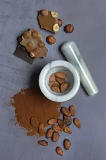 Cocoa Beans Prints: Cocoa beans in grated shell, chocolate