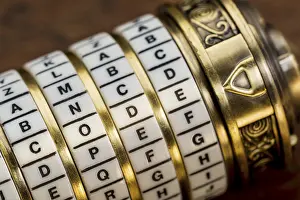 Combination Puzzle Box Prints: Code word as a password to combination puzzle box with rings of letters