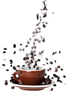 Isolated Coffee Beans Prints: Coffee bean splash isolated on white