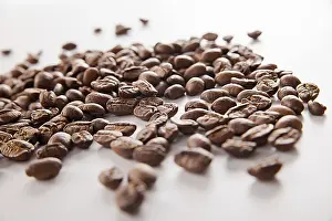 Prints of Coffee Bean with white background. Aroma. Black coffee Arabica Prints: Black Coffee Print with White Background