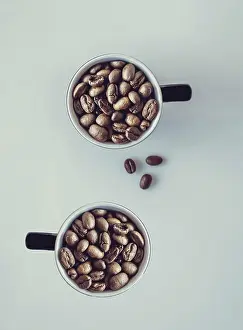 White Background Concept Prints: Coffee beans falling into a cup