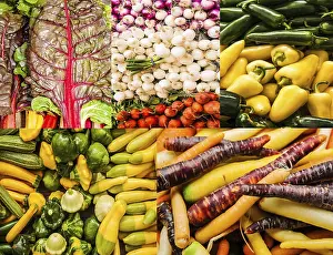 Vegetarian Meal Concept Prints: Collage of fresh vegetables background