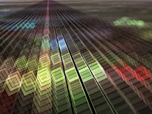 Abstract Computer Wallpaper Prints: Colored cubes background - abstract computer-generated image