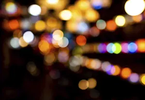Bokeh Effect Images Prints: Colored light points, Spain