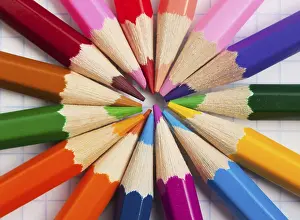 Colored Pencils At School Prints: Colored pencils at school notebook