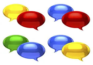 Symbolic Speech Bubble Picture Prints: Colorful chat ballons on white background