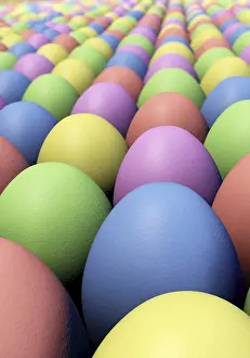Studio Shot Of Easter Eggs Prints: Many colorful Easter eggs in portrait format