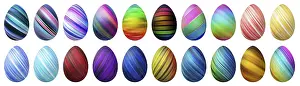 Traditional Easter Decoration Prints: Colorful Easter Eggs set, multicolored Eggs set