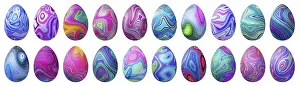 Colorful Easter Eggs Prints: Colorful Easter Eggs set, multicolored Eggs set