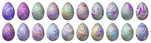 Colorful Easter Eggs Prints: Colorful Easter Eggs set, multicolored Eggs set