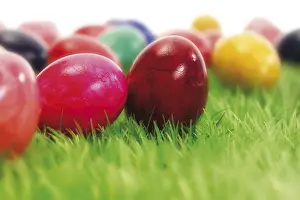 Easter Eggs In Grass Prints: Coloured Easter eggs in the grass