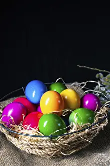 Multicoloured Easter Eggs Prints: Colourful Easter eggs, an atmospheric decoration