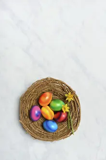 Colourful Food Photography Prints: Colourful Easter eggs in Easter nest