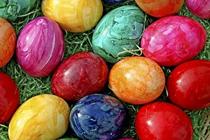 Easter Eggs Prints: Colourful Easter eggs, grass, Easter