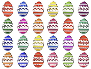 Symbolic Easter Tradition Prints: Colourful easter eggs in a row, pattern, graphic