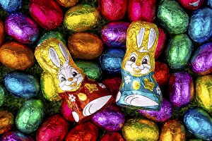 Traditional Easter Sweets Prints: Colourful Easter sweets on grass