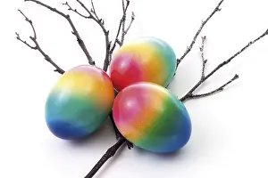 Easter Eggs Prints: Colourful painted Easter eggs and a Willow twig