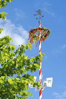 Ornate Tree Decoration Prints: A colourfully decorated maypole