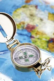 Compass Navigation Prints: Compass on globe