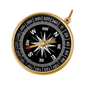Bright White Studio Shot Prints: Compass isolated on white background