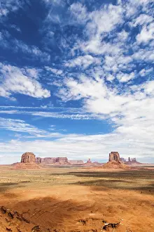 Monument Valley Landscape Prints: Complementary colours blue and orange in this iconic view of Monument Valley