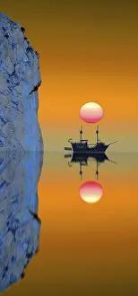 Digital Composing Concept Prints: Composing: ship with sun