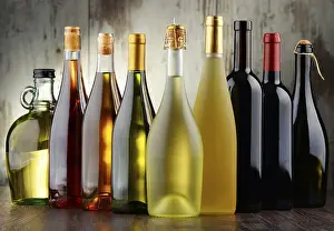 Environmentally Friendly Shopping Habits Prints: Composition with assorted bottles of wine