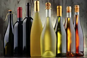 Wine Bottle Composition Prints: Composition with assorted bottles of wine