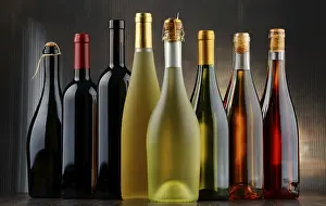 Environmentally Friendly Shopping Habits Prints: Composition with assorted bottles of wine