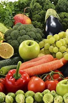 Vegetarian Food Photography Prints: Composition with assorted raw organic vegetables