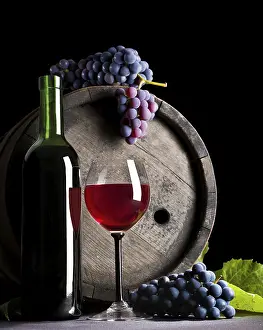 Red Wine Composition Prints: Composition of blue grape and red wine