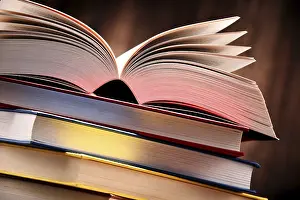 Education Background Prints: Composition with books on the table