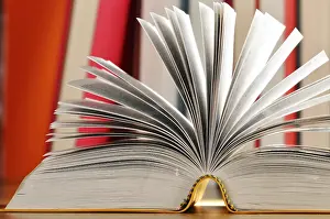 Book Arrangement On A Table Prints: Composition with books on the table