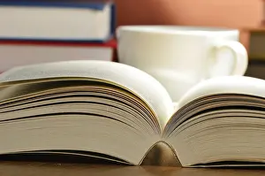 Book Arrangement On A Table Prints: Composition with books on the table