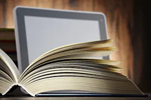 Modern Educational Institution Prints: Composition with books and tablet computer