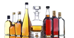 Whisky Bottles Arrangement Prints: Composition with bottles of assorted alcoholic beverages