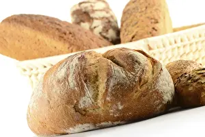 Food Still Life Images Prints: Composition with bread and rolls on kitchen table