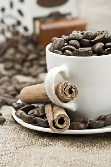 Fragrant Coffee Beans Prints: Composition of coffee accesories